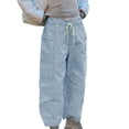 thumbnail image 7 of Womens Sweatpants Waterproof Outdoor Sports Hiking Workwear Cropped Pants High Waisted Drawstring Elastic Waist Sweatpants Comfort Casual Cargo Pants with Mutil Pockets, 7 of 7