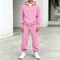thumbnail image 5 of Husipze Boys 2 Piece Fleece Solid Sweatsuit Set Zip Hooded Sweatshirts and Straight Leg Joggers Fall Winter Clothing Set Pink 12-13 Years, 5 of 10