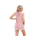 thumbnail image 3 of Womens Ruffle Neck Tank Tops Shirred Frill Dot Sleeveless Blouse Shirts Light pink L, 3 of 8