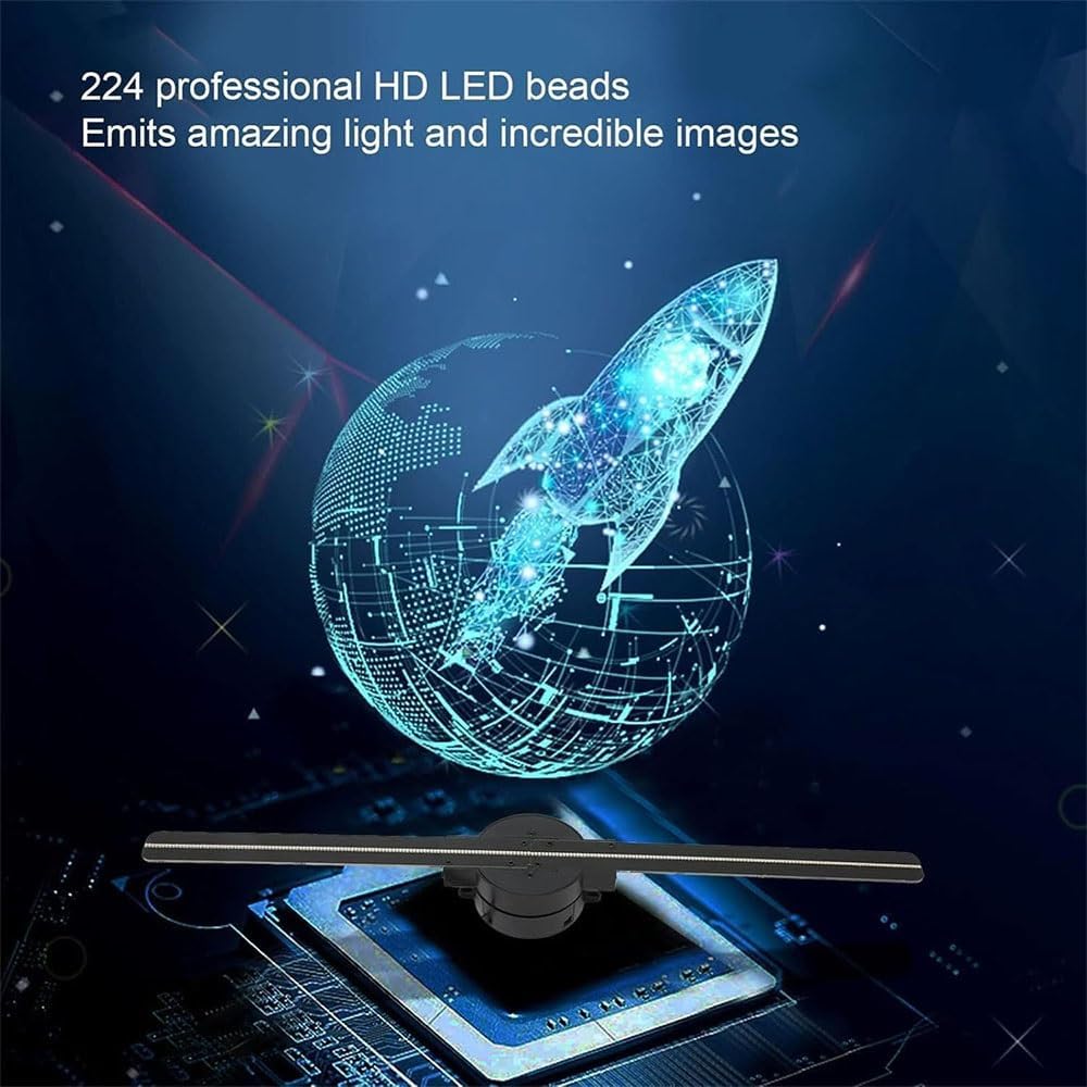3D Hologram LED Fan Projector, Holographic Christmas Tree, 3D Fan Hologram Projector Christmas Tree, LED Fan Hologram Projector for Shop, Bar, Christmas Halloween Party Advertising Display Events(1pc)