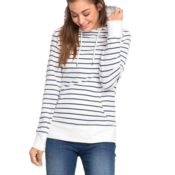 Fesfesfes Women Hooded Casual Sweatshirts Long Sleeve Fall Hoodie Stripes Hoodie Tops Shirt Bouse Plus Size $10