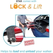 NOVA Star DX Rollator Walker with Wide Padded Seat, 8 Wheels, Fold Lock Feature, Rolling Walker with Adjustable Seat Height & 350 lb Weight Capacity, Blue