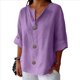 thumbnail image 1 of Camisas de para Mujer, Cuello en V, Mangas 3/4, Blusas Holgadas para Vacaciones en la Playa, Blusas Lisas, Blusas Tipo Túnica. Púrpura XXL, 1 of 6