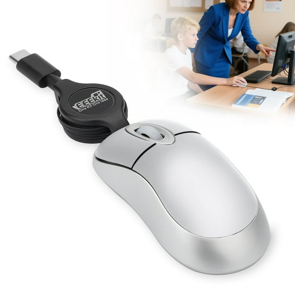 EEEkit Mini Retractable Cable USB Optical Mouse for Laptop PC Desktop, Unisex