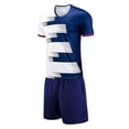 thumbnail image 2 of Boys Summer Outfit Ndbuld Children's Short Sleeve Top With Elastic Waist Shorts Sportswear And Soccer Set For Middle And Big Kids Navy M, 2 of 8