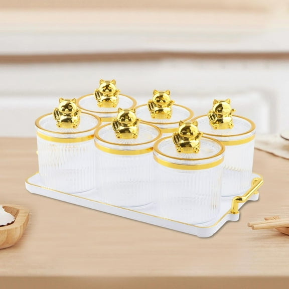 Fancyes 6 Grids Kitchen Spice Jars,Multifunctional Wedding Decor Food Storage Box Container,Divided Nut Jars for Home Dried Fruit Nut Transparen