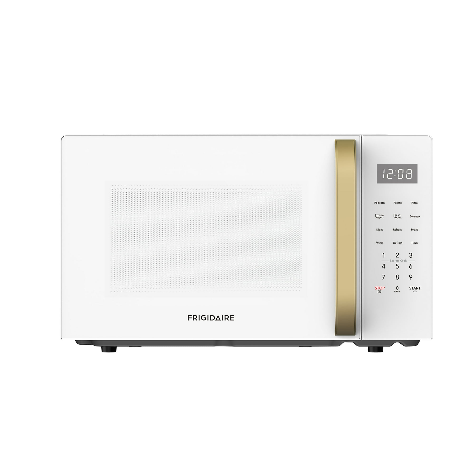 Frigidaire 1.1 cu. ft. 900 Watt Countertop Microwave, White and Gold