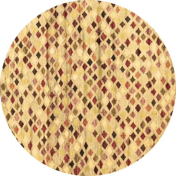 Ahgly Company Indoor Round Abstract Brown Contemporary Area Rugs, 7' Round