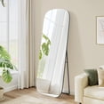 thumbnail image 1 of SONGMICS Full Length Mirror, 160 x 50 cm, Rounded Rectangle Full Body Floor Mirror with Stand, Ink Black ULFM029B01, 1 of 6