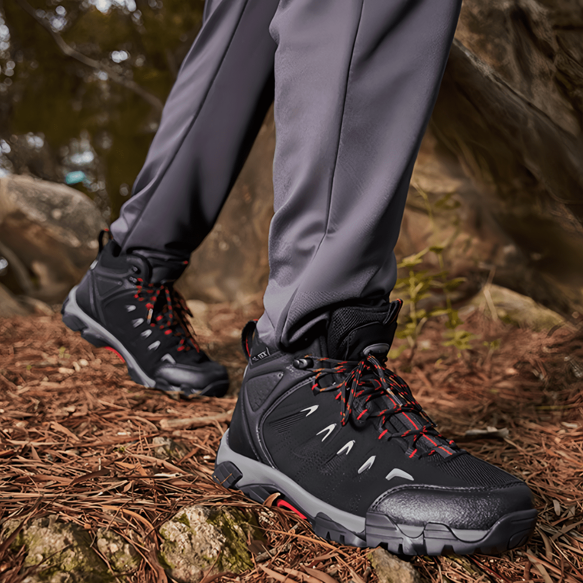 COM STAR Men’s Hiking Boots Mid-Top Outdoor Trekking Shoes Comfortable Durable Trail Boots for Camping, Climbing, Hiking & Outdoor Walking