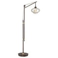 thumbnail image 2 of Franklin Iron Works Industrial Rustic Farmhouse Floor Lamp with USB LED 66" Tall Bronze Antique Brass Cognac Tinted Glass for Living Room Reading, 2 of 8