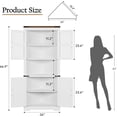 thumbnail image 3 of EastVita 67 inch Tall Corner Storage Cabinet with Lights Farmhouse Wooden Corner Hutch with Glass Doors Adjustable Shelves Display Cabinet White, 3 of 6