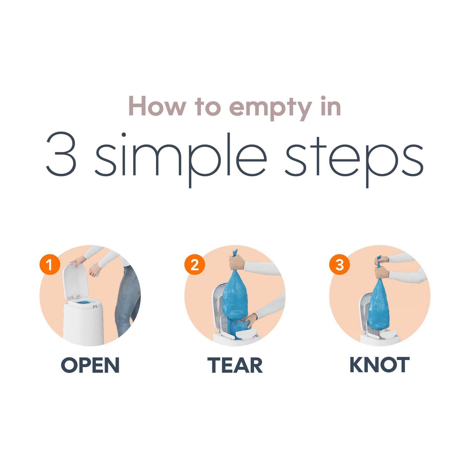 Diaper Genie Essence Diaper Pail, White, Odour-Locking Clamps, 9 Easy Roll bags / holds up to 423 diapers