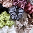 thumbnail image 6 of Muti-Color Silk Hair Rings,Fashion Large Intestine Ring,Vintage Satin Elastic Hair Ties,Pure Color Hair Scrunchies,Ponytail Holders,Hair Accessories for Women and Girls (Set of 5), 6 of 7