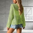 thumbnail image 5 of Women's Tie Front Crochet Boho Beach Hollow Out Lace Cover Up Lightweight Long Sleeve Cardigan Sweaters Beach Trnedy Vacation Crochet Cover Up, 5 of 5