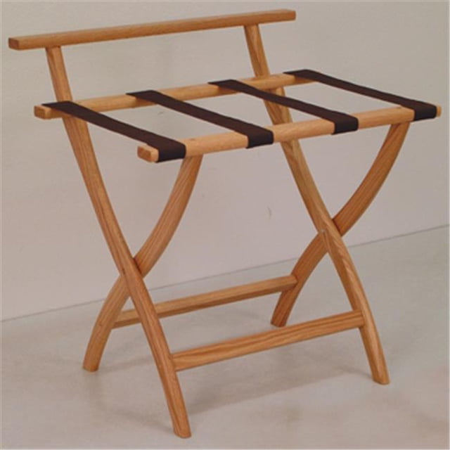 Wooden Mallet LR4-LOBRN WallSaver Luggage Rack in Light Oak with Brown Webbing
