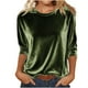 thumbnail image 2 of Ounisa Womens Velvet Tops Trendy Dressy Casual 3/4 Length Sleeve Round Neck Elegant Blouses, 2 of 7