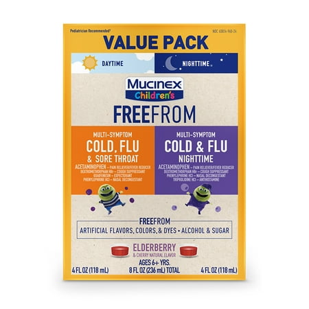 Mucinex Children's FreeFrom Multi-symptom Cold, Flu & Sore Throat and Mucinex Children's FreeFrom Cold & Flu Nighttime Liquid - 2 x 4 fl oz