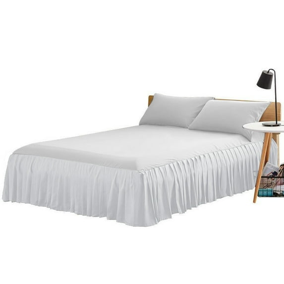 100% Egyptian Cotton 1 PCs Ruffled BedSkirt 18 inches (White,King )