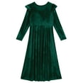 thumbnail image 4 of FYMNSI Mommy and Me Velvet Dresses Long Sleeve Fall Winter Ruffle Dress Vintage Family Matching Outfit Girl 2-3T Green, 4 of 10