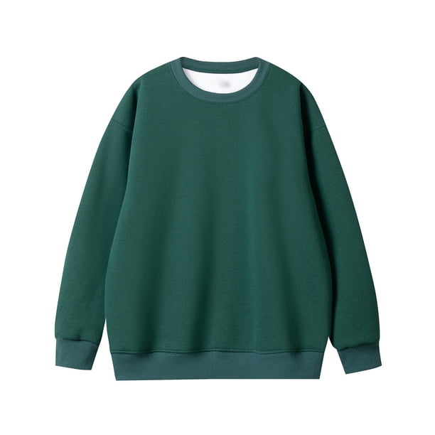 pstuiky camisetas de manga larga para hombre, Camisas tipo jersey básicas de cuello redondo informales de color sólido y grueso para hombre camisetas de hombre s