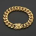 thumbnail image 6 of 8mm-18mm Mens Miami Cuban Link Bracelet Bangle 18k Gold Plated Stainless Steel, 6 of 7
