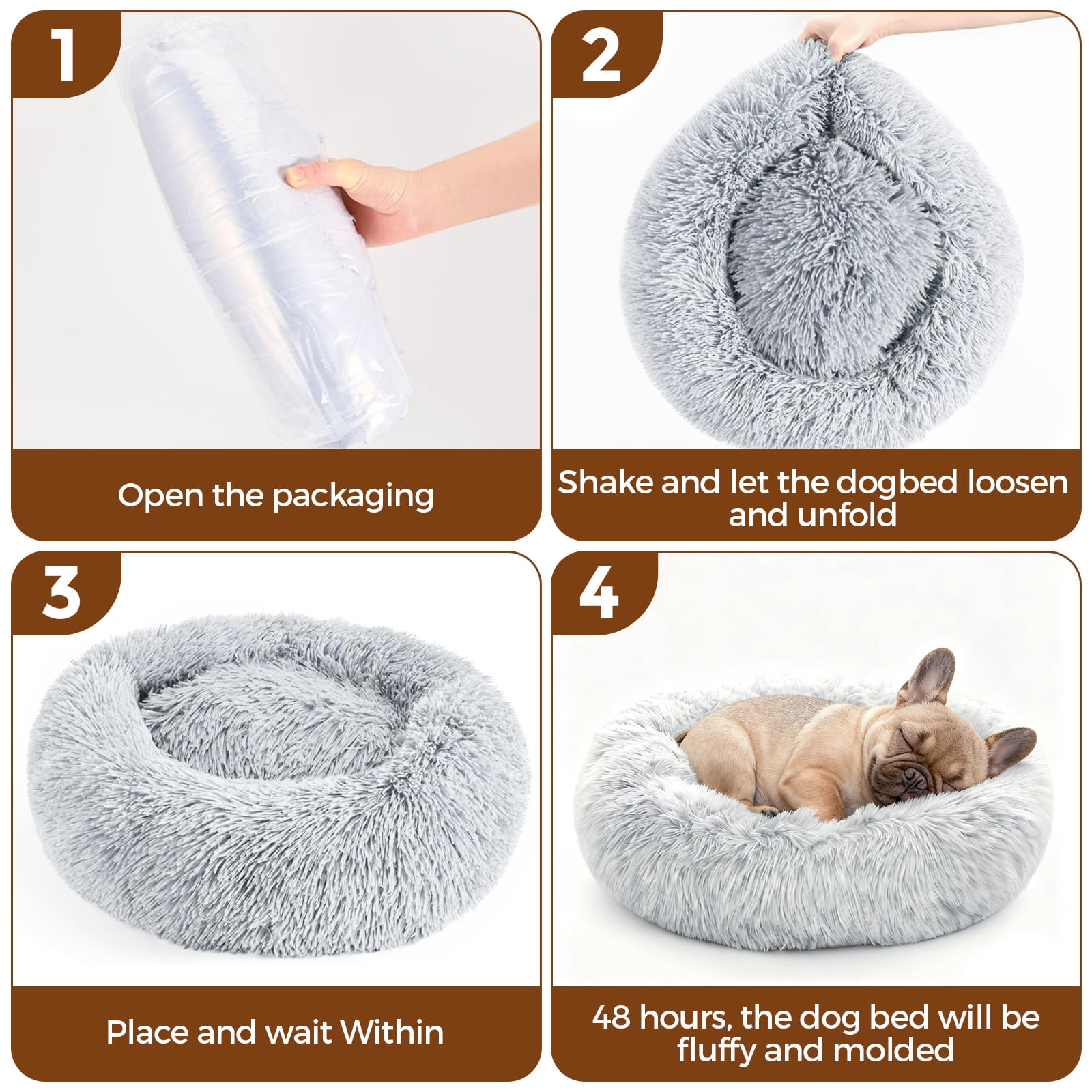 YARRAMATE Dog & Cat Bed, Washable and Anti-Slip Plush Pet Sleeping Mat, Comfort Round Pet Bed for Large Dogs (24"x24"x8")