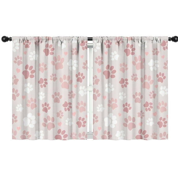 Blackout Kids Curtains,Pink Dog Paw Childrens Insulated Curtains Set Of 2,Bedroom Essentials,Toddler Room Decor 42x54in(106x137cm)