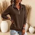 thumbnail image 6 of cocolona Half Zip Pullover Sweatshirts for Women Long Sleeve Solid Color Loose Casual Basic Sweatshirts, 6 of 7