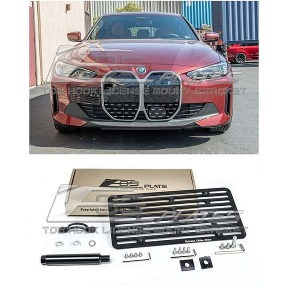 Replacement for 2022-Present BMW G26 i4 Models | EOS Plate Version 2 Full Sized Front Bumper Tow Hook License Relocator Mount Bracket Tow-586-V2