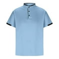 thumbnail image 4 of Xunlbb Mens Shirt Mens Dress Shirts Men's Patchwork Fallow Button Round Neck Sports Short Sleeve Shirt on Clearance, S-3XL, 4 of 6