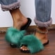 thumbnail image 1 of Zapatillas de felpa planas con punta abierta para mujer, informales, suaves y cómodas, de color sólido Wmkox8yii  hj789, 1 of 5