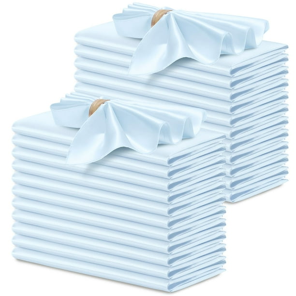 Servilletas de satén P Pothuiny cuadradas, 24 unidades, azul claro, 43 x 43 cm