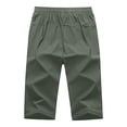 thumbnail image 3 of Riecok Mens Capri Pants Big and Tall Stretchy Elastic Waist Pants with Zip Pocket Below Knee Trousers Workout Running Clothes, 3 of 7