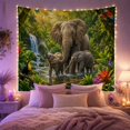 thumbnail image 2 of Elephant Family in Rainforest River Serene Illustration for Animal Lovers Nature Wall Art Birthday Gift Tapestry Wall Hanging for Bedroom and Living Room, 2 of 7
