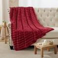 thumbnail image 3 of Home Soft Things Derby Double Sided Faux Fur Throw Blanket Solid Color Fuzzy Super Soft Cozy Plush Throw - Chilli Pepper - 50" x 60", 3 of 9