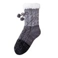 thumbnail image 3 of Fabrcox Unisex Fuzzy House Slipper Socks, Soft Plush Color Block, Non Skid Grips Fluffy Winter Indoor Crew Socks for Sleeping at Home (Gray), 3 of 8