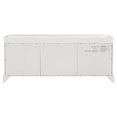 thumbnail image 6 of Storage Bench with 2 Drawers and 2 Cabinets, Solid Wood Shoe Bench with Velvet Removable Cushion, Classic Style Multifunctional Entryway Bench Storage Organizer for Living Room, White, 6 of 7