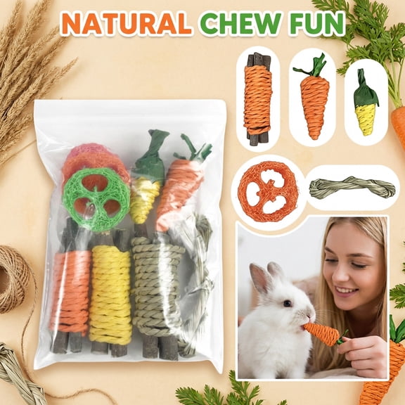 Rabbit Chew toys, Guinea Pig Enrichment toys, Chinchilla toys, Hamster Chew toys, Natural Loofah, 3X1 in Apple Sticks, Chewing, Activity, 9 Set