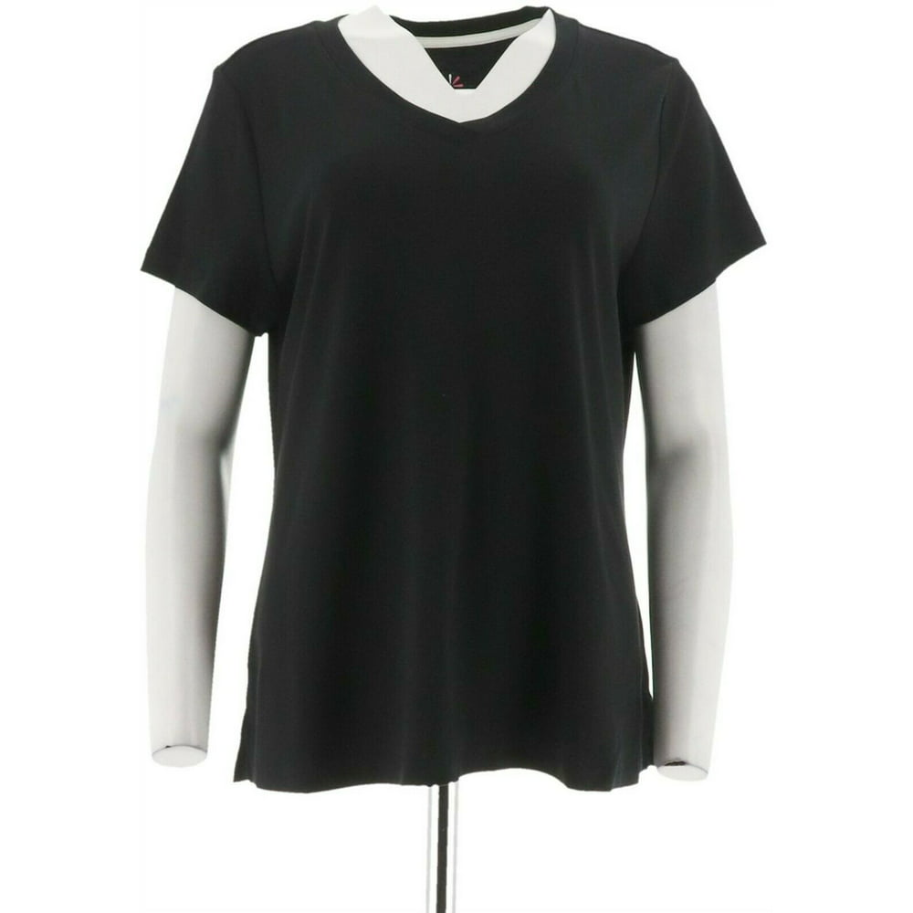 Isaac Mizrahi - Isaac Mizrahi Essentials Pima Cotton V-Neck T-Shirt ...
