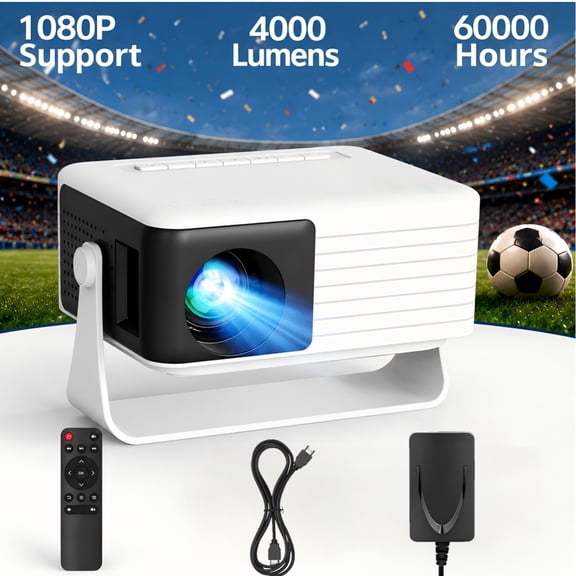CocoBear Portable Mini Projector with Auto Keystone and 360 Degree Rotation, 720P Small Projector with Zoom, Plug and Play Compatible with iPhone Android HDMI USB TV Stick, Compact Home Theater Proje