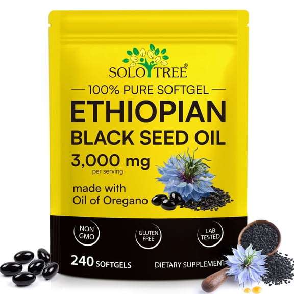 Black Seed Oil Softgels 3000mg, 240 Count, with Oregano Oil, Antioxidant, Immune, Hair, Skin & Vitality Support, Cold Pressed Nigella Sativa, for Women & Men