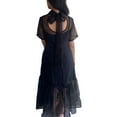 thumbnail image 3 of Luxurious Silk Organza Dress With Bow Maxi Length Events Dress for Women, 3 of 5