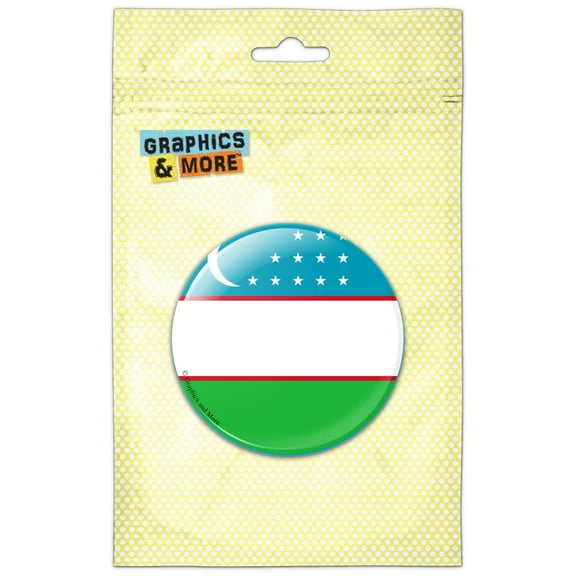 Uzbekistan National Country Flag Pinback Button Pin Badge