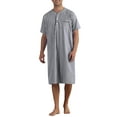 thumbnail image 1 of CAMISAS DE NOCHE DE MANGA CORTA CON BOTONES STRIPES PARA HOMBRES INSPIRE CHIC CAMISÓN NEGRO, 1 of 6
