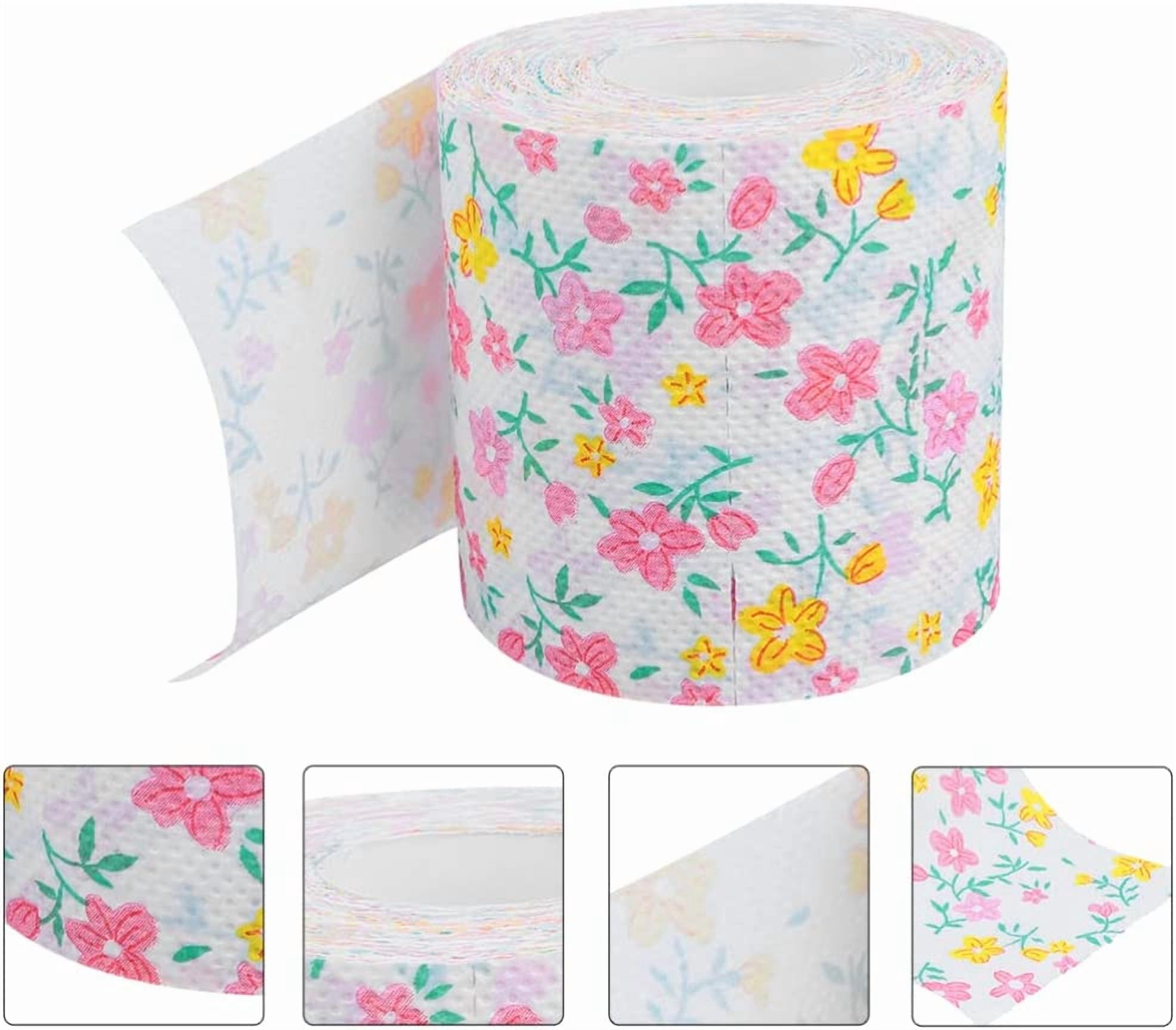 Floral Party Toilet Tissue, 2 Rolls - Novelty Flower Fake Money Toilet Paper for Home, Office, Restaurant, Hotel, Travel