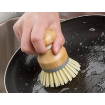 witspace Bamboo Dish Brush, Palm Wooden Dish Scrubber Brush, Durable Wood Dishes Scrub Brush for Dishes Pots Pans Kitchen Sink Cleaning