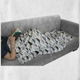 thumbnail image 5 of Underwater Soft Flannel Fleece Throw Blanket, Funny Shapes of Fish with Wavy Stripes, Cozy Plush for Indoor and Outdoor Use, 50" x 60", White Multicolor, by Ambesonne, 5 of 5