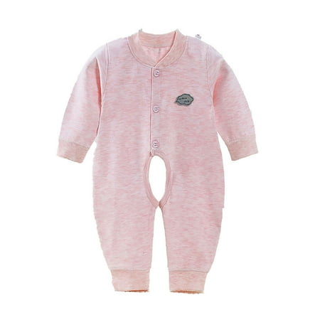 

Infant Girls Pajamas Round Neck Long Sleeve Rompers Key Hole Crotch Cartoon Onesies Sleepwear Pajamas Set for Girls 1M-3M