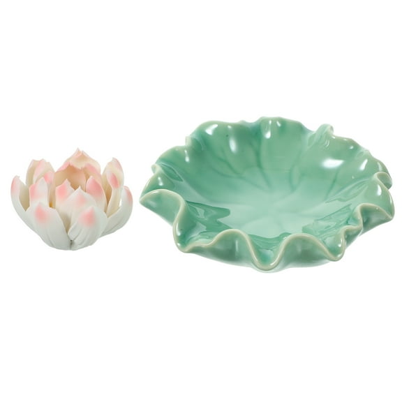 FRCOLOR Ceramic Lotus Incense Stick Holder for Home Use Stand with Smooth Design Fits Desktop